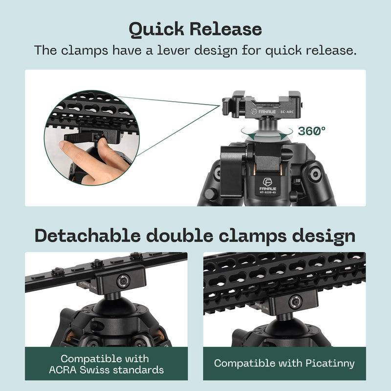 Load image into Gallery viewer, FANAUE 2 Section Tripod Compatible With Arca Swiss and Picatinny Rail for Photography and hunting
