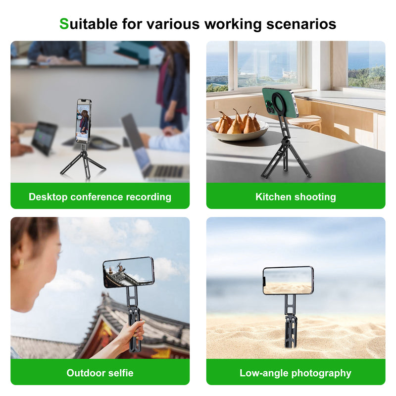 Load image into Gallery viewer, FANAUE Magnetic Pocket Phone Tripod Foldable Compatible with Magsafe iPhone Plus Pro Max Series, Magnetic Phone Holder for 4.5-7.5" phone