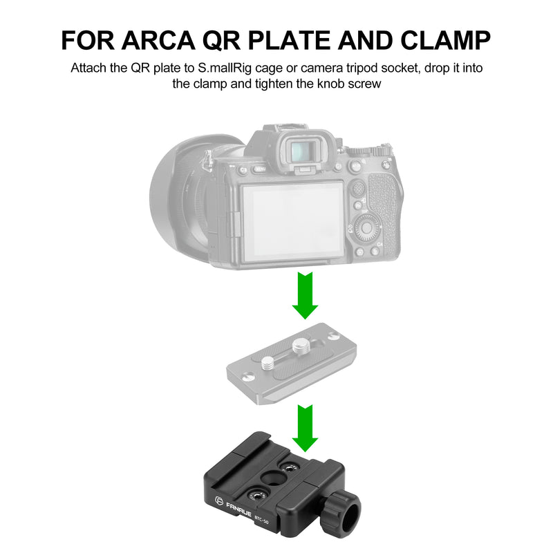 Load image into Gallery viewer, FANAUE BTC-50 Quick Release Plate Adapter Compatible Swiss/RRS Arca Dovetail to Picatinny, Quick Release L-Ever-Release Clamp for Magpul Bipod Tripod Ball Head and QR Plate.