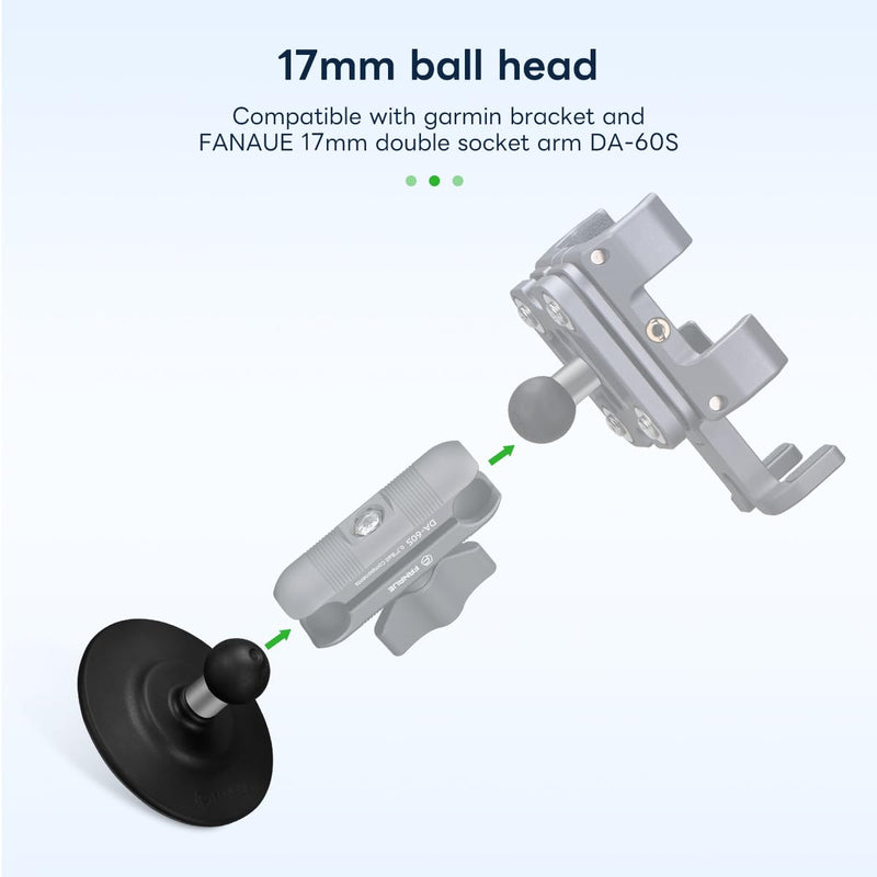 Load image into Gallery viewer, FANAUE Suction Cup Base for Mounting on Car Dashboards Compatible with 17mm Double Socket Arm