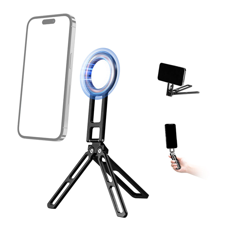 Load image into Gallery viewer, FANAUE Magnetic Pocket Phone Tripod Foldable Compatible with Magsafe iPhone Plus Pro Max Series, Magnetic Phone Holder for 4.5-7.5" phone