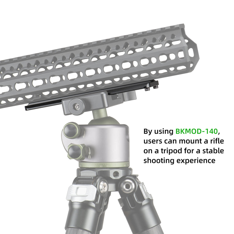 Load image into Gallery viewer, FANAUE Keymod Rail Tripod Plate Adapter Mount BKMOD-140 with Safety Stop Screws,for Tripod Ball Head Ballhead,Compatible Arca Swiss RRS Dovetail