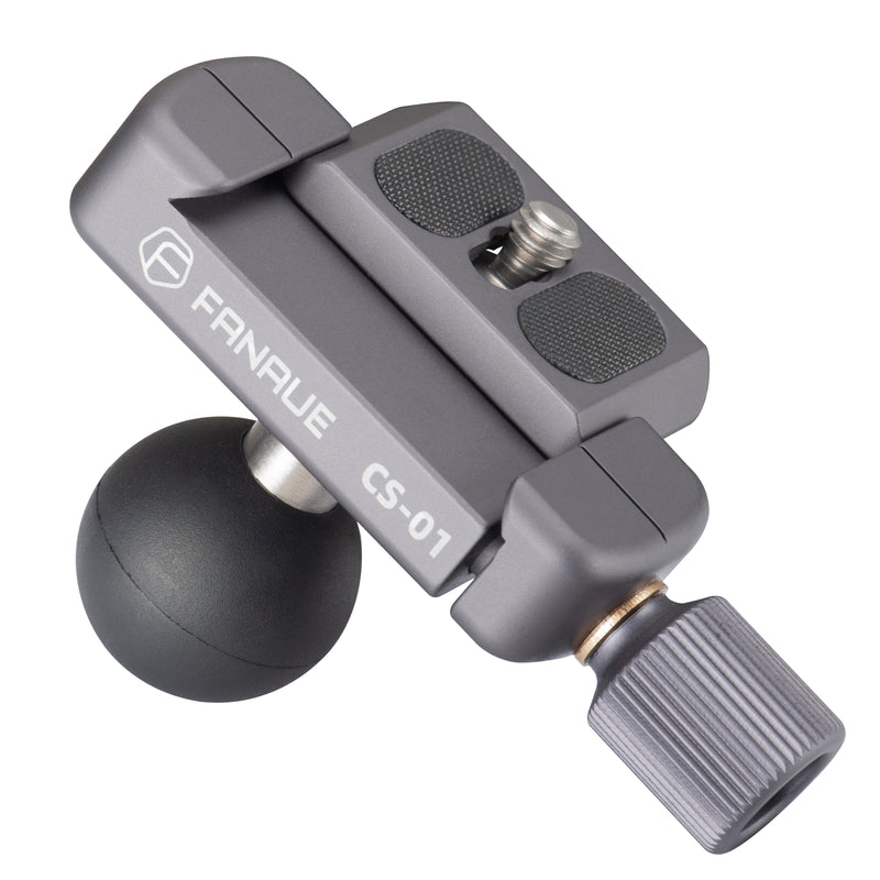 Load image into Gallery viewer, FANAUE CS-01 Arca Swiss/RRS Clamp with 1" Ball Adapter and 1/4" Screw for Professional Camera L Bracket Quick Release L Plate