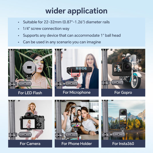 FANAUE GB-02T Action Camera Mount For Handbar Diameter 22-33mm (1" ball)