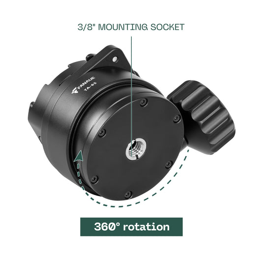 FANAUE TA-65T Ball Head Tripod Leveling Base with ARCA Clamp Bubble Level Function for Camera Shooting & Hunting Mounts Product