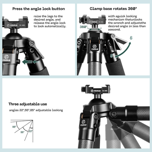 FANAUE 2 Section Tripod Compatible With Arca Swiss and Picatinny Rail for Photography and hunting