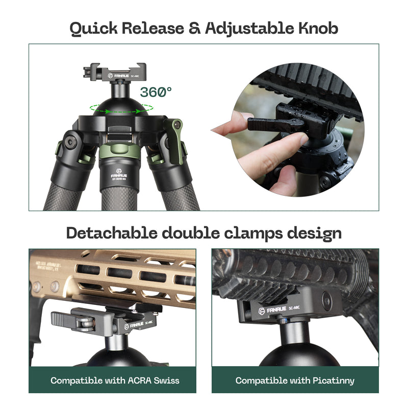 Load image into Gallery viewer, FANAUE ST-3640-65T Hunting Tripod Set（Tripod+Bino Adapter+Saddle rest）Load 25kg
