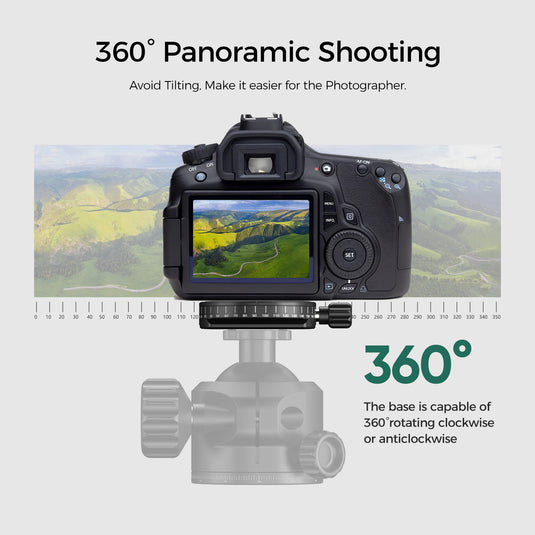 FANAUE XB-55T Precision Rotation Scale Panoramic Ball Head With Arca Quick Release Plate Precision Rotation Scale For Shooting Hunting photography (Load 30KG))