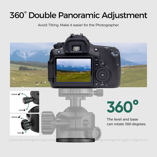 FANAUE XB-55T Precision Rotation Scale Panoramic Ball Head With Arca Quick Release Plate Precision Rotation Scale For Shooting Hunting photography (Load 30KG))