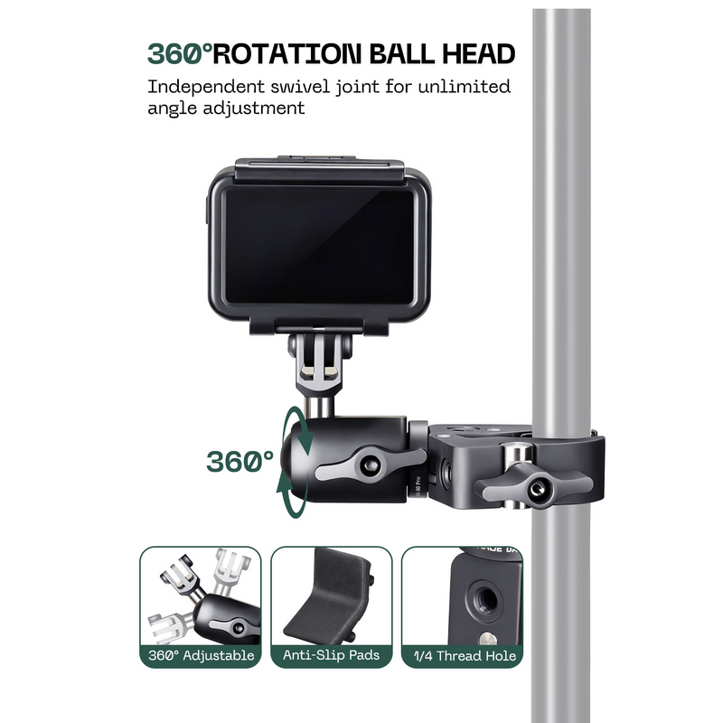 Load image into Gallery viewer, FANAUE Action Camera Mount with Super Crab Shaped Clamp

