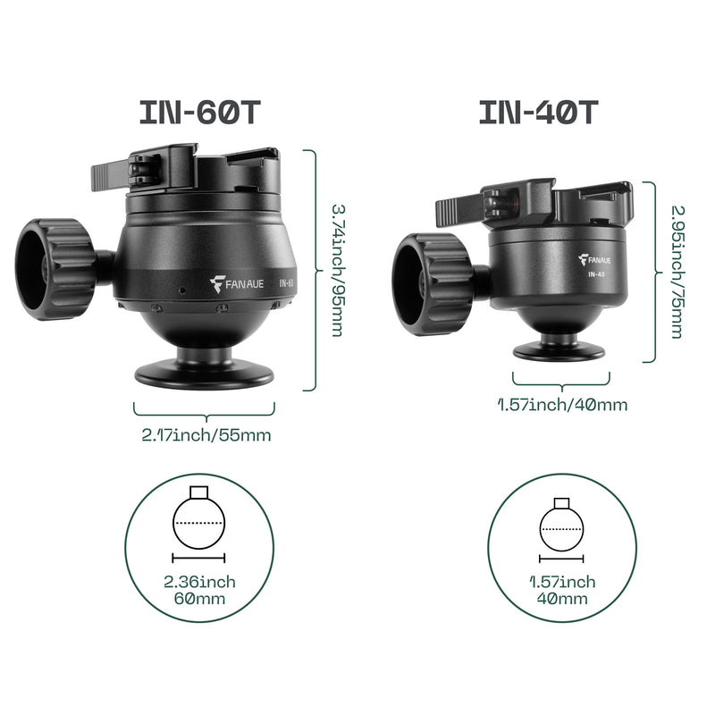 Load image into Gallery viewer, FANAUE IN-60T / IN-40T Inverted Ball Head For Shooting Hunting Load 30kg/20kg
