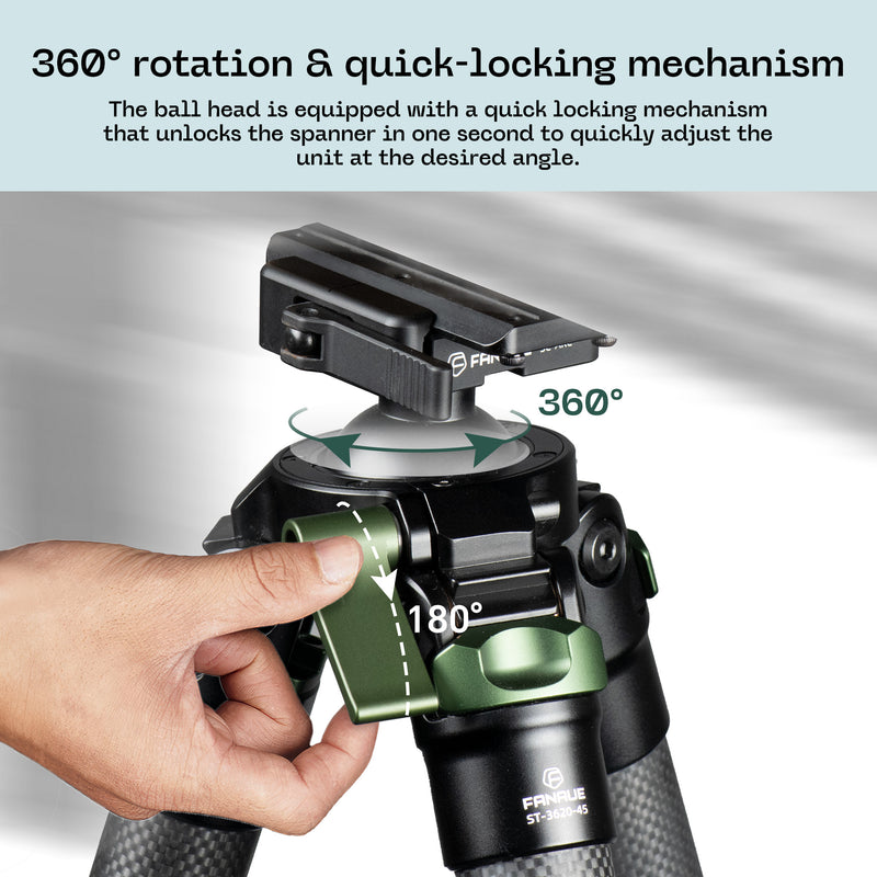 Load image into Gallery viewer, FANAUE ST Series Traditional Style Inverted 2 section Carbon Fiber Tripod Compatible With Arca Swiss and Picatinny Rail(Load 25kg))
