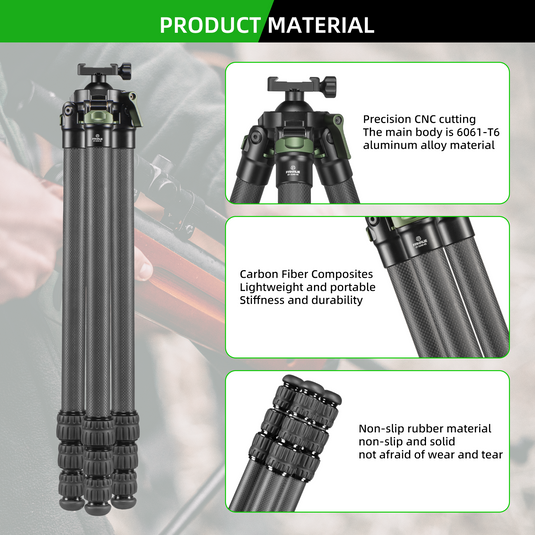 FANAUE Shooting Tripod (ST-30 ST-45 ST-65)with Durable Aluminum Ballhead and Carbon Fiber Leg