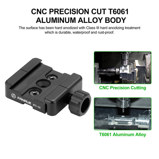 FANAUE BTC-50 Quick Release Plate Adapter Compatible Swiss/RRS  Arca Dovetail to Picatinny, Quick Release L-Ever-Release Clamp for Magpul Bipod Tripod Ball Head and QR Plate.