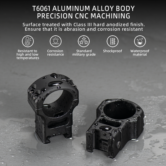 FANAUE SP-3038 Aluminum Picatinny Scope Rings for 30mm Diameter Picatinny Scope Rails, Cantilever Scope Mounting Double Rings Provide Stable Support for Tracking Targets