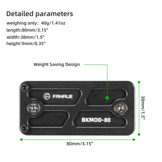 FANAUE Keymod Rail Tripod Plate Adapter Mount with Safety Stop Screws,for Tripod Ball Head Ballhead,Compatible Arca Swiss RRS Dovetail