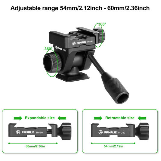 FANAUE Camera Tripod Fluid Head, Panoramic Ball Head with Arca Swiss Quick Release Plate Adapter