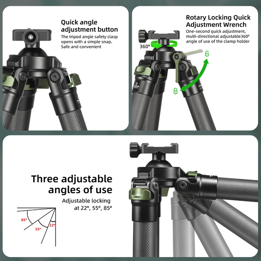 FANAUE Shooting Tripod (ST-30 ST-45 ST-65)with Durable Aluminum Ballhead and Carbon Fiber Leg