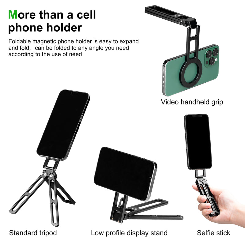 Load image into Gallery viewer, FANAUE Magnetic Pocket Phone Tripod Foldable Compatible with Magsafe iPhone Plus Pro Max Series, Magnetic Phone Holder for 4.5-7.5" phone
