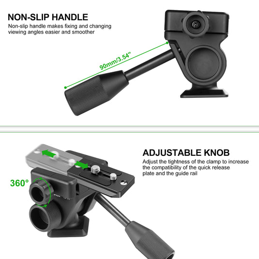 FANAUE Camera Tripod Fluid Head, Panoramic Ball Head with Arca Swiss Quick Release Plate Adapter