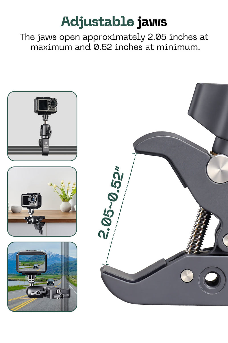 Load image into Gallery viewer, FANAUE Action Camera Mount with Super Crab Shaped Clamp
