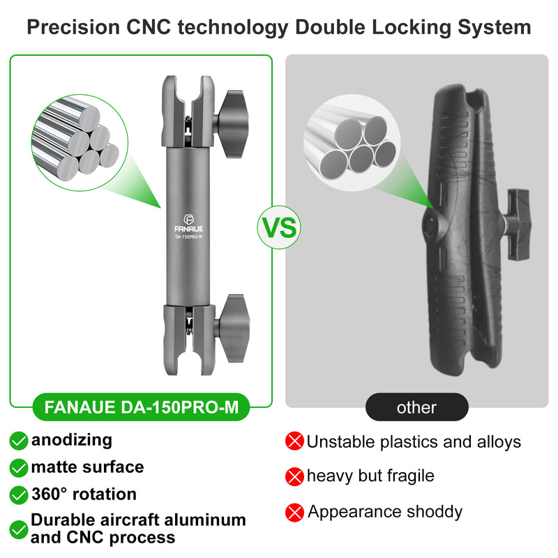 Load image into Gallery viewer, FANAUE Composite Double Socket Swivel Arm, 3.7" Aluminum Mounting Arm Dual 20mm Socket Ends - Fits 20mm Attachment Ball
