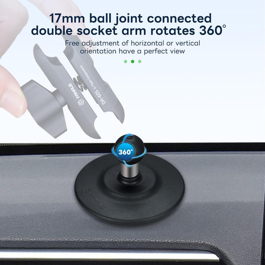 FANAUE Suction Cup Base for Mounting on Car Dashboards Compatible with 17mm Double Socket Arm
