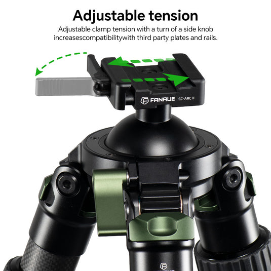 FANAUE Carbon Fiber Tripod  With Arca Swiss quick release plate clamp with Rotating Ball Head Adapter,Load 55.12lb/25kg