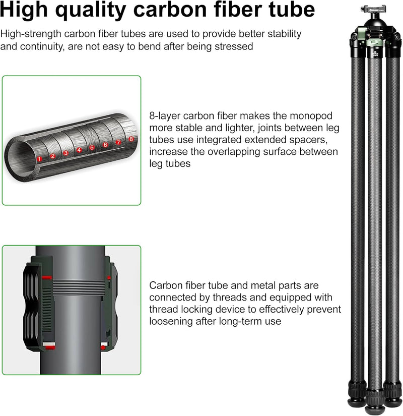 Load image into Gallery viewer, FANAUE ST-3620-65 Carbon Fiber Tripod  With Arca Swiss quick release plate clamp with Rotating Ball Head Adapter,Load 55.12lb/25kg
