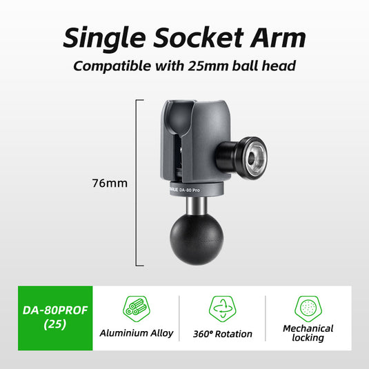 FANAUE Single Socket Arm Fit 25mm Ball Compatible with RAM mount 1"Ball