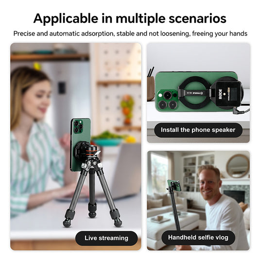 FANAUE MS-05 Dual Magnetic Ring Phone Holder Foldable Compatiable with 1/4"-20 Srew and Arca Swiss Standard