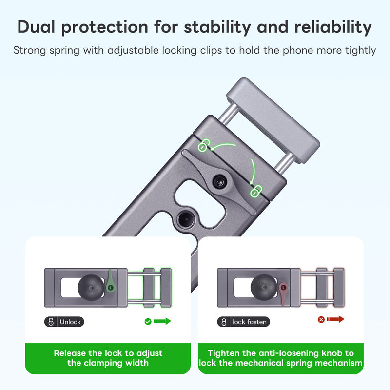 Load image into Gallery viewer, FANAUE Aluminum Phone Holder with 17, 20 , 1 " Ball Head Adapter for 6-8.5" Smartphone

