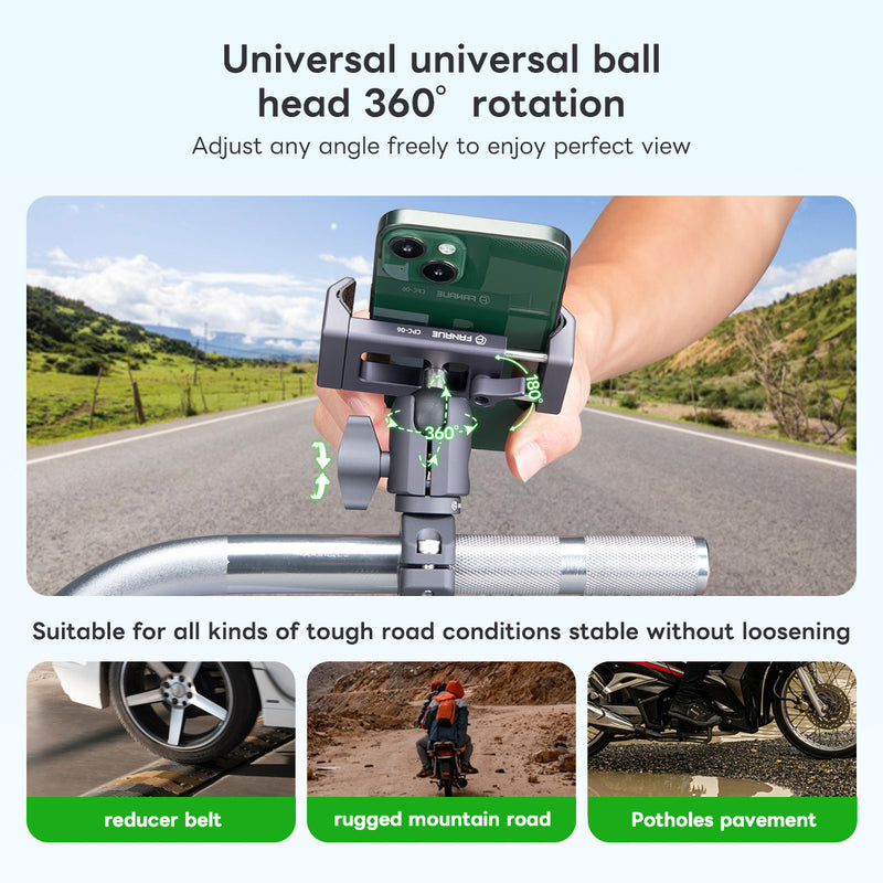 Load image into Gallery viewer, FANAUE Aluminum Phone Holder with 17, 20 , 1 " Ball Head Adapter for 6-8.5" Smartphone

