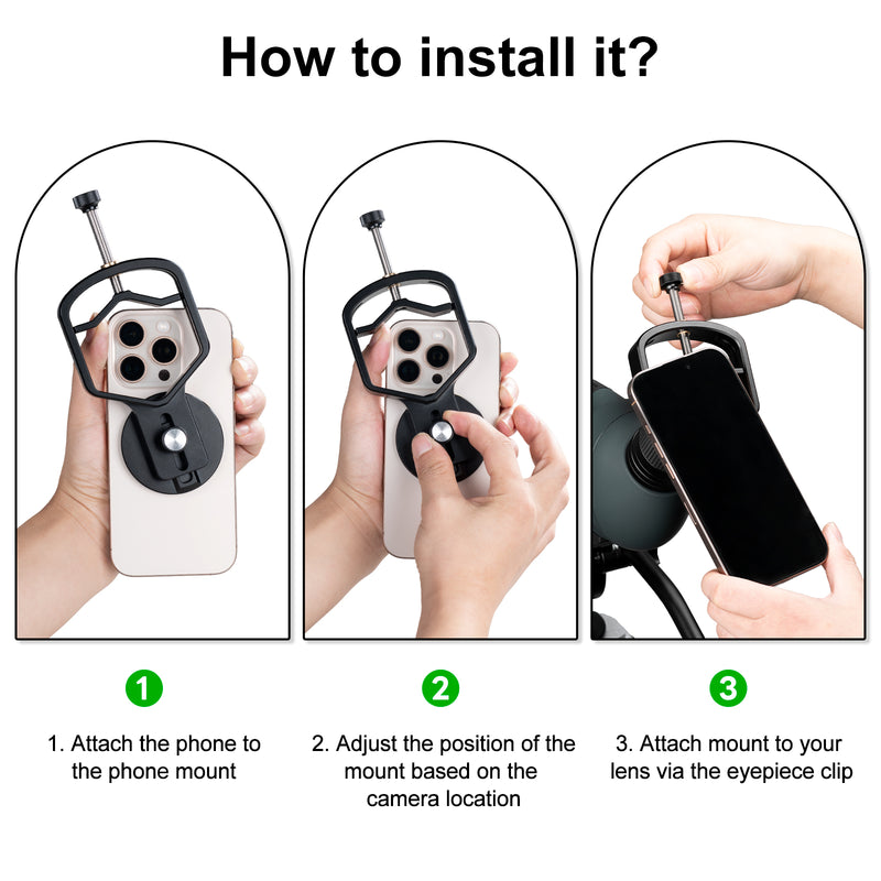 Load image into Gallery viewer, Magnetic Universal Spotting Scope Phone Adapter, Fits 2.16" Eyepiece Max（Only Available for iPhone）
