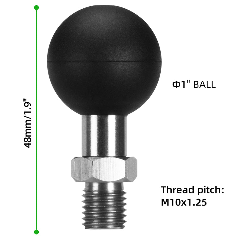 Load image into Gallery viewer, FANAUE 1" Ball Assembly with M10 X 1.25 Threaded Post,Suitable for M10 Screw Holes on Motorcycles or Other Equipment.
