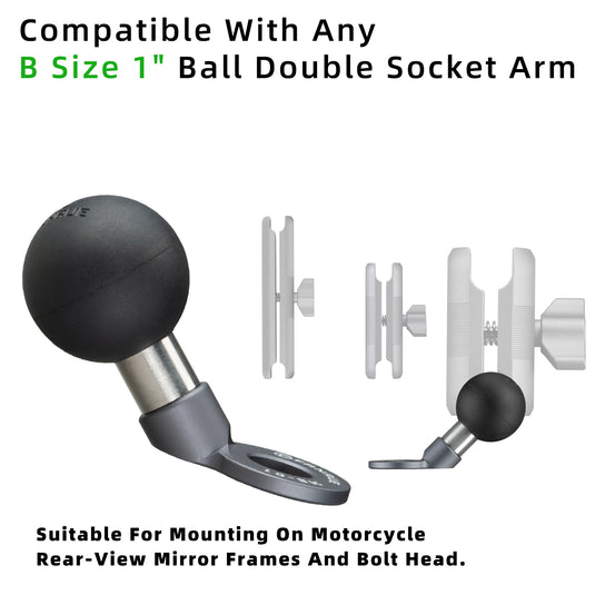 FANAUE MB-01 1'' Ball Mount Base with 10mm Mounting Hole,Angled Motorcycle Mirror Mounting Base, Compatible with DA-60 DA-90 DA-150 Double Socket Arm and Other Devices Compatible with 1'' Ball
