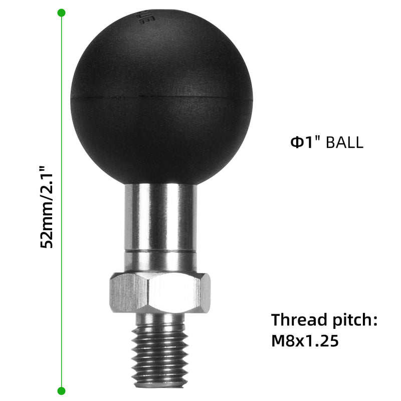 Load image into Gallery viewer, FANAUE 1" Ball Assembly with M8 X 1.25 Threaded Post,Suitable for M8 Screw Holes on Motorcycles or Other Equipment
