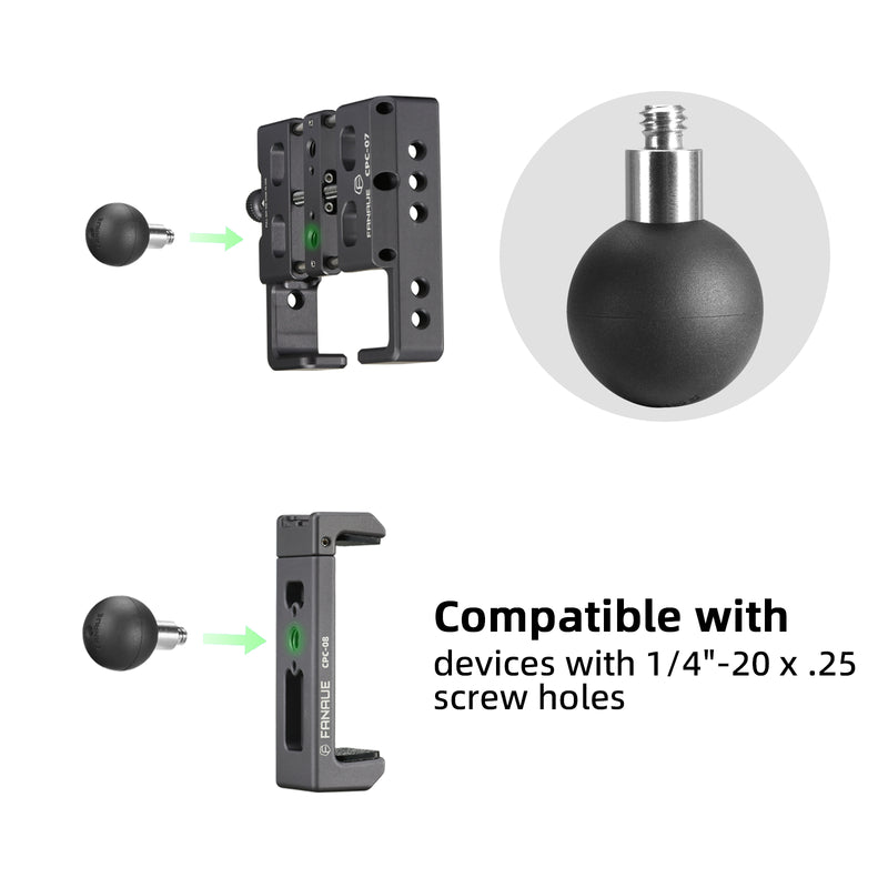 Load image into Gallery viewer, FANAUE B-1 Ball Adapter with 1/4"-20 Threaded Post Compatible with RAM Mounts B Size 1" Ball Components
