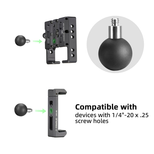 FANAUE B-1 Ball Adapter with 1/4"-20 Threaded Post Compatible with RAM Mounts B Size 1" Ball Components