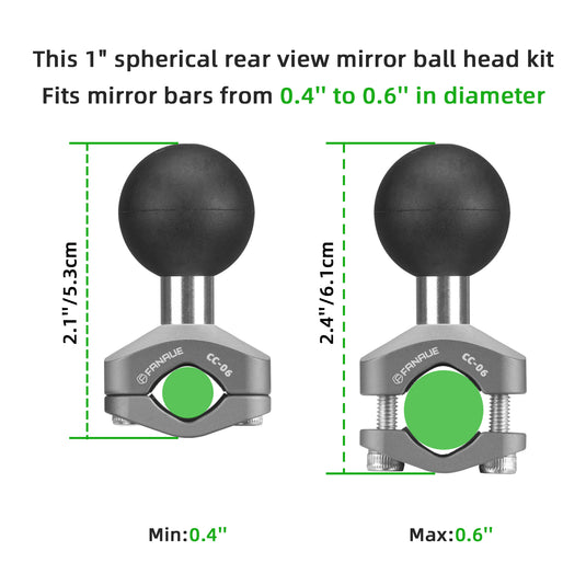 FANAUE CC-06 Rearview Mirror Clip with B Size 1" Ball For RAM MOUNTS
