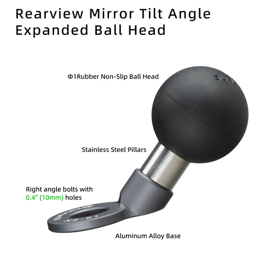 FANAUE MB-01 1'' Ball Mount Base with 10mm Mounting Hole,Angled Motorcycle Mirror Mounting Base, Compatible with DA-60 DA-90 DA-150 Double Socket Arm and Other Devices Compatible with 1'' Ball