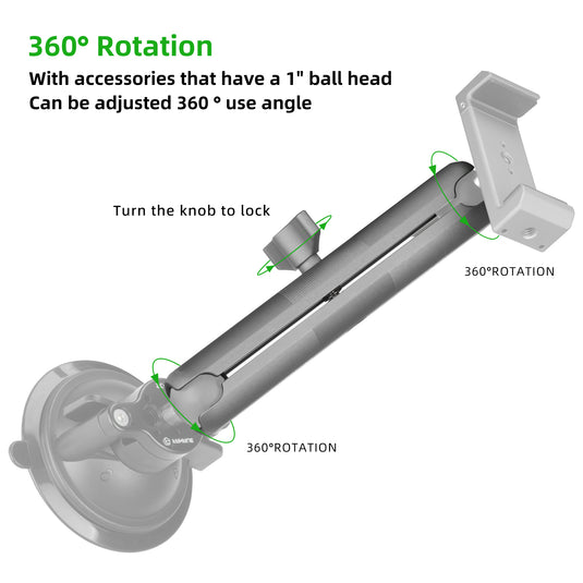 FANAUE Aluminum Alloy Double Socket Arm Compatible With 1inch Balll