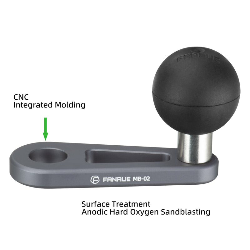 Load image into Gallery viewer, FANAUE MB-02 1'' Ball Mount Base with 10mm Mounting Hole,Right Angle Motorcycle Rearview Mirror Mounting Base, Compatible with DA-60 DA-90 DA-150 Double Socket Arm and Other Compatible Devices
