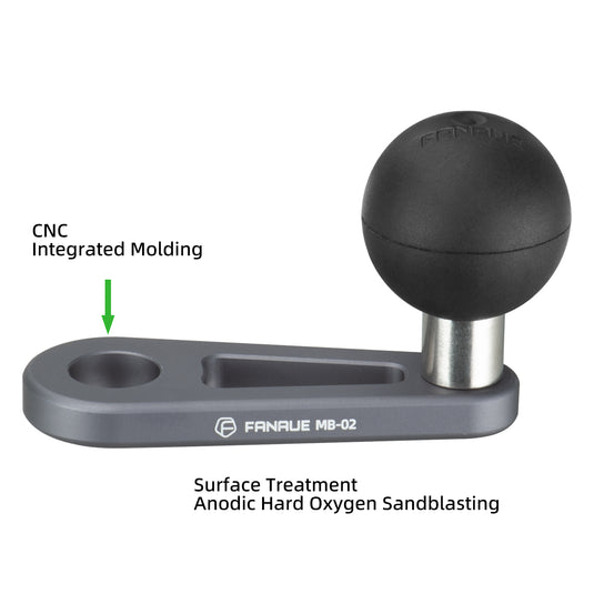 FANAUE MB-02 1'' Ball Mount Base with 10mm Mounting Hole,Right Angle Motorcycle Rearview Mirror Mounting Base, Compatible with DA-60 DA-90 DA-150 Double Socket Arm and Other Compatible Devices