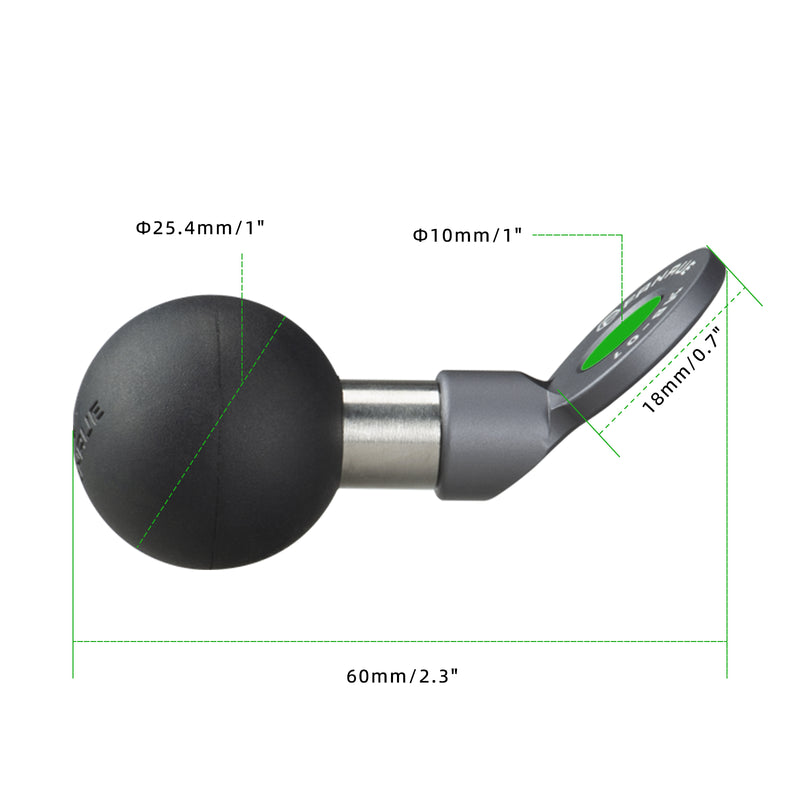 Load image into Gallery viewer, FANAUE MB-01 1'' Ball Mount Base with 10mm Mounting Hole,Angled Motorcycle Mirror Mounting Base, Compatible with DA-60 DA-90 DA-150 Double Socket Arm and Other Devices Compatible with 1'' Ball
