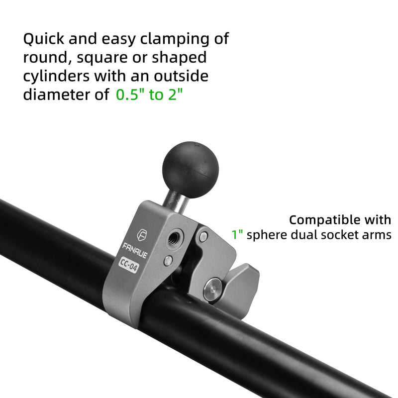 Load image into Gallery viewer, FANAUE CC-04 Strong rod Clamp with Detachable 1" Ball Head
